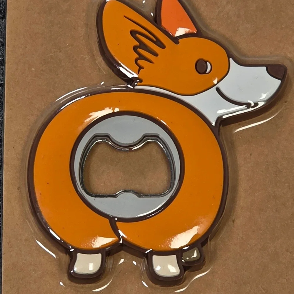 TMD Retail Novelty Bar Tool Corgi Silicone Bottle Opener Orange White Dog NEW‎